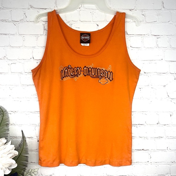 •🏍|•HARLEY-DAVIDSON•| Deadwood, SD Officially Licensed Orange H-D Tank Top - Picture 2 of 9